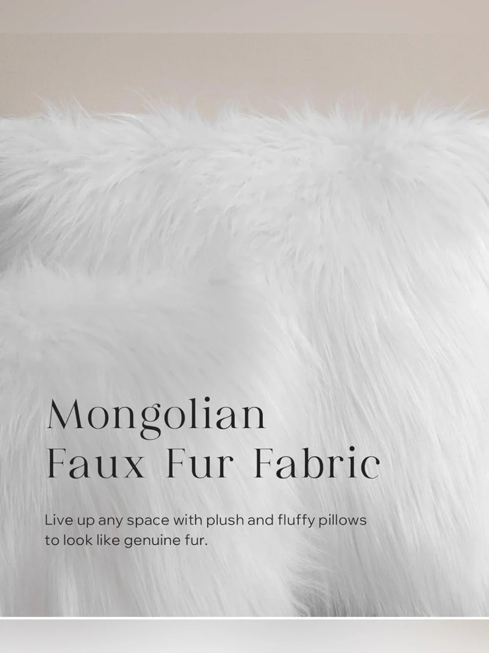 Phantoscope Faux Mongolian Fur Decorative Pillow Cover White 18” x 18” Fluffy